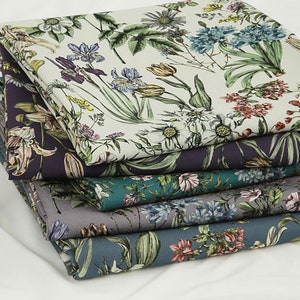 Botanical Garden | Floral Cotton Linen by the yard 5colors made in Korea OEKO-TEX® Premium Linen Home Textiles Apron Bedding 148cm 58" wide