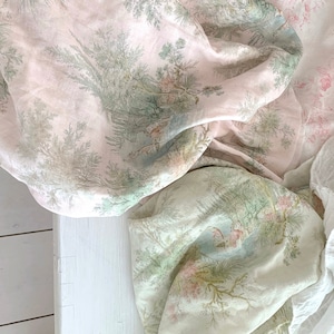 Giverny | Toile de Jouy, gaze de algodão por metro, 2 cores, pintura francesa, gaze dupla, manta de musselina para bebê, fabricada na Coreia, 145 cm de largura