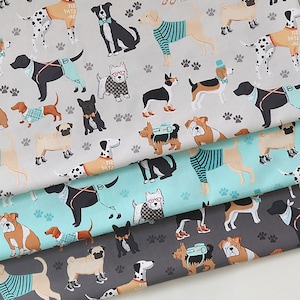 Dog Fashionista | Cotton by the yard 3colors made in Korea Digital Print Plain Weave Cotton Pajama Bedding Home Textile Fabric 110cm 44"wide