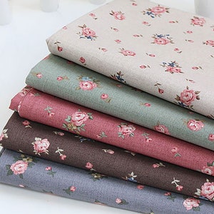 Shabby Rose Small | Floral Cotton by the yard, made in Korea, 5 colors, Romantic Flower Fabric for Apparel Home Textiles, 110cm 44&quot; wide
