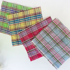 Vintage Mignon | Washed Cotton Linen by the yard, 4 colors, made in Korea, Yarn Dyed Check Fabric, Plaid Shirts, Tablecloths, 150cm 59&quot; wide