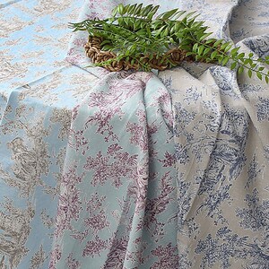 Gabriel | Toile de Jouy Linho de algodão por quintal, 3 cores, feito na Coreia, toalhas de mesa têxteis para casa, tecido de vestuário, 145 cm 57 "de largura