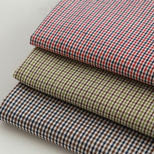 2mm 2 colors Check | Cotton by the yard made in Korea 3 colors Yarn Dyed Vintage Retro Check Fabric Tablecloths Shirts Cushion 110cm 44"wide