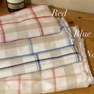 French Mood | Washed Cotton Linen by the yard, 4 colors, made in Korea, Yarn Dyed Check Fabric, Plaid Shirts, Tablecloths, 150cm 59&quot; wide