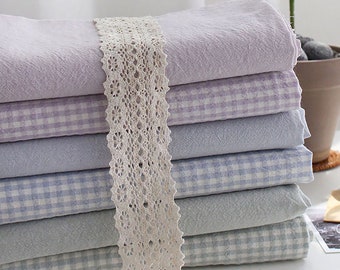 Cozy Solid & Gingham | Cotton by the yard 5 colors made in Korea Yarn Dyed Wide Cotton Check Fabric Home Textiles Fabric 160cm 63"wide