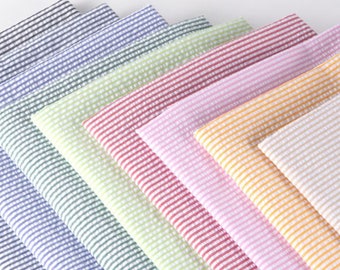 Bande de 2 mm | Seersucker par mètre 9 couleurs fabriqués en Corée Tissu teint en fil rayé multicolore, literie d'été douce, 110 cm de large