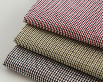 2mm 2 colors Check | Cotton by the yard made in Korea 3 colors Yarn Dyed Vintage Retro Check Fabric Tablecloths Shirts Cushion 110cm 44"wide