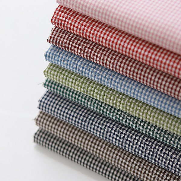 2mm Gingham Check | Cotton by the yard 7 colors made in Korea Yarn Dyed Cotton Premium Soft Dress Pajama Apron Tablecloths 110cm 44" wide