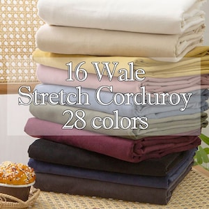 28 colors 16Wale Stretch Corduroy Fabric by the yard Soft Cotton Spandex Corduroy Upholstery Fabric Sofa Fabric Korean Fabric  134cm 52&quot;wide