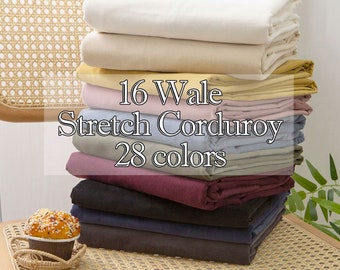 28 colors 16Wale Stretch Corduroy Fabric by the yard Soft Cotton Spandex Corduroy Upholstery Fabric Sofa Fabric Korean Fabric  134cm 52"wide