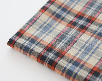 Book Store Check  | Washed Cotton by the yard made in Korea Yarn Dyed Vintage Retro Check Cotton Tablecloths Shirts Cushion 110cm 44"wide
