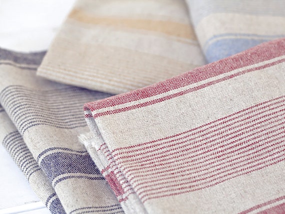 Louvre | Hemp Linen by the yard, 4 colors, made in Korea, Vintage Sripe Linen Fabric, Bags, Bedding, Home Textiles, Apparel, 100cm 39"wide