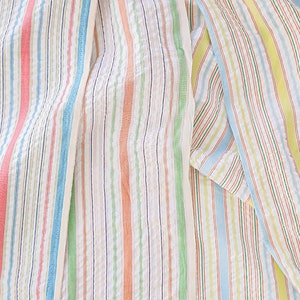 Vivid Stripe | Seersucker by the yard 3 colors made in Korea Multi-color Striped Yarn Dyed Fabric Summer Bedding, Apparel 110cm 44" wide