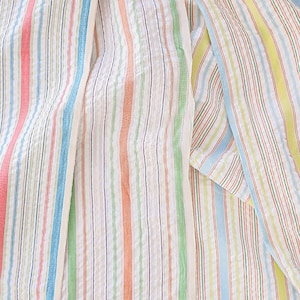 Vivid Stripe | Seersucker by the yard 3 colors made in Korea Multi-color Striped Yarn Dyed Fabric Summer Bedding, Apparel 110cm 44" wide