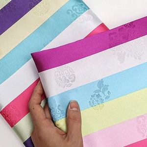 Pastel | Saekdong Korean Silk by the yard made in Korea Polyester Hanbok Fabric Stripe Satin Fabric for Korean Costume 110cm 44&quot;wide