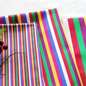 Rainbow | Saekdong Korean Silk by the yard made in Korea Polyester Hanbok Fabric Stripe Satin Fabric for Korean Costume 90cm 35&quot;wide