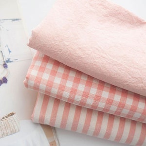 Love Song | Peach Pink Yarn Dyed Cotton by the yard 50% Melange Cotton Fabric Premium Bedding Pajama Cushion made in Korea 160cm 63&quot;wide