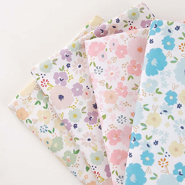 Marshmallow Kirschblüte | Floral Baumwolle Bulk Lager hergestellt in Korea 4 Farben Digital gedruckt Premium Stoff Pyjama Bettwäsche 110cm 44 "breit