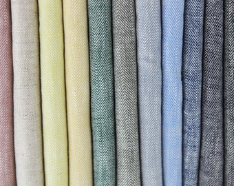 11 couleurs 8s de tissu de lin à chevrons prélavés par mètre fabriqué en Corée, coton, lin, vêtements d'été, rideau, écharpe de literie, 140 cm de large