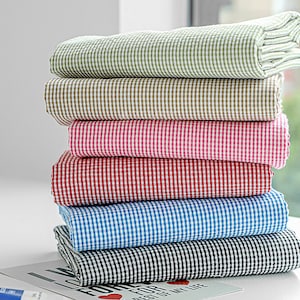 Mini Ripple | Seersucker Cotton Poly by the yard 6 colors Yarn Dyed Gingham Seersucker Summer Dress Bedding made in Korea 140cm 55" wide