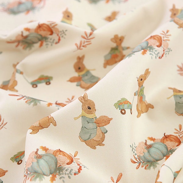 Peter Rabbit Farm | Organic Cotton by the yard made in Korea Beatrix Potter Fabric Bedding Baby Nursery Kids Room Textiles 110cm 44"wide