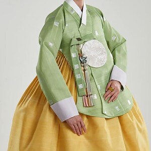 Pictogram Foil Print Hanbok Fabric | Korean silk by the yard made in Korea 6 colors Pictograph Polyester Korean Costume Jeogori 55cm 22"wide image 4