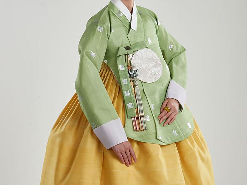 Pictogram Foil Print Hanbok Fabric | Korean silk by the yard made in Korea 6 colors Pictograph Polyester Korean Costume Jeogori 55cm 22"wide image 4