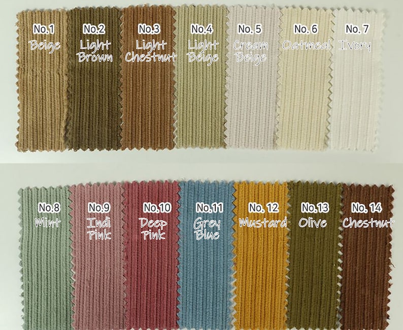 26 colors 8W Mixed Wale Corduroy Fabric by the yard Soft cotton made in Korea 147cm wide