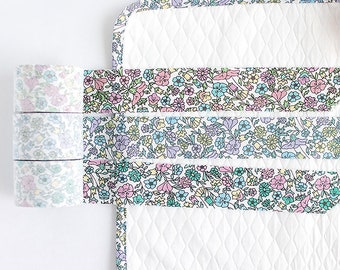 Lana Flower | Floral Cotton Bias Tape, 4cm wide, 7 yards roll, 3 colors Cotton Bias Binding, Cotton Edging Tape, Binding Tape, made in Korea