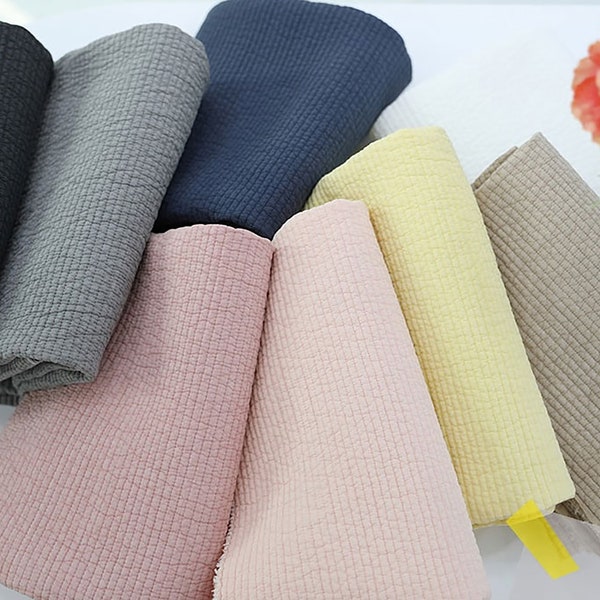 Cozy Line | 7mm Quilted Pigment Bio Washing Cotton by the yard, 8 colors, made in Korea, Double Sided, Bed Spread Fabric, 138cm 54"wide
