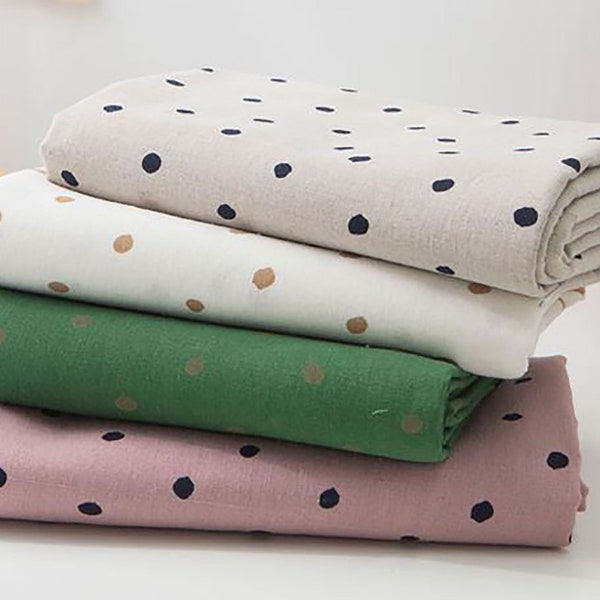 Dots Day 15s Cotton Linen by the yard made in Korea Polka Dots Linen Fabric for Sewing Apparel  Dress Bedding Home Textile 150cm 59"wide