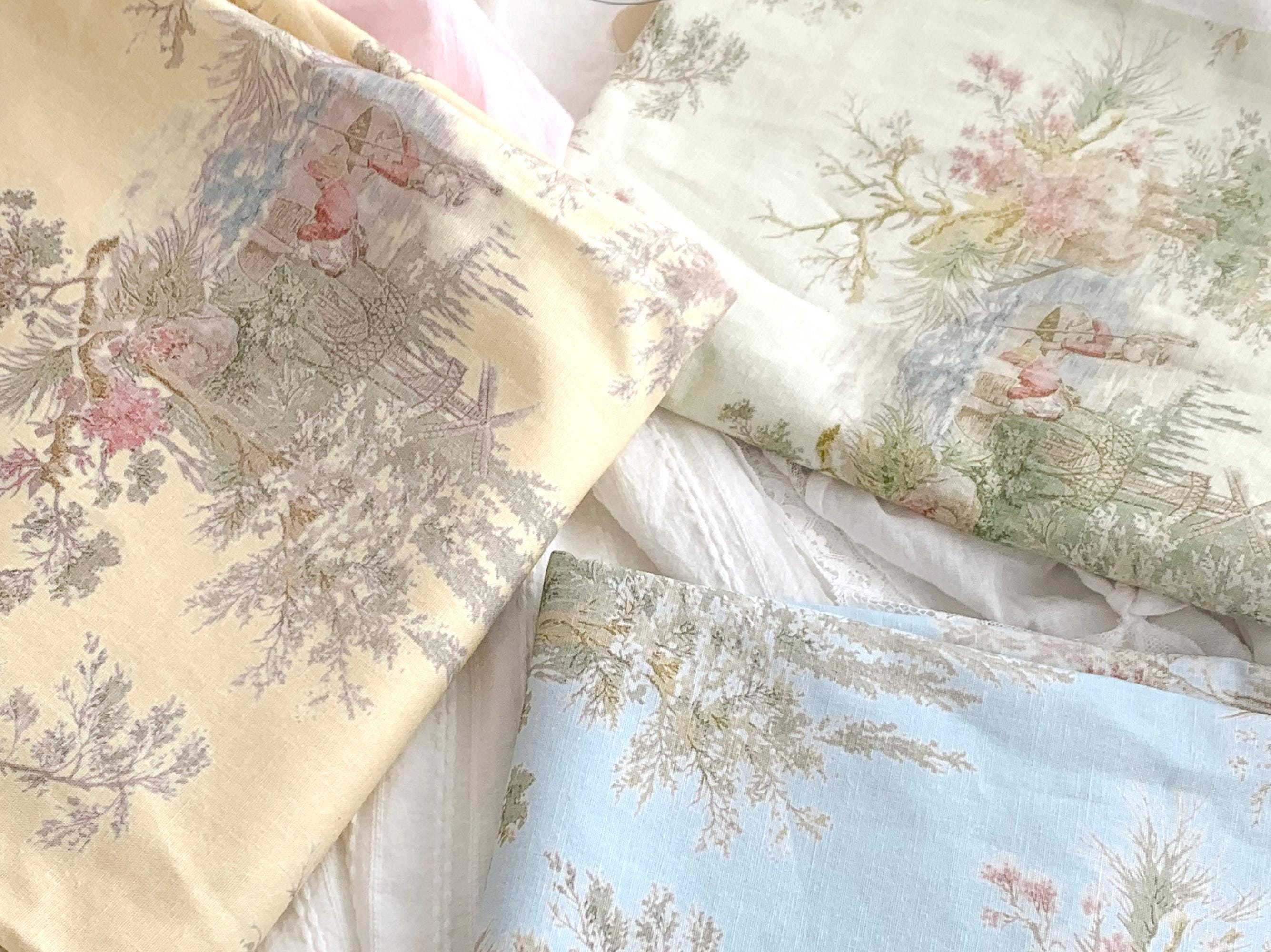 Geverny Vintage | Toile de Jouy Fabric, Cotton Linen by the yard, 3 colors, made in Korea, French Style Fabric, Home Textiles, 145cm 57"wide