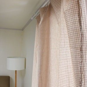 French Red Washed Cotton Linen by the yard 2 patterns made in Korea Window Pane Stripe Curtain Tablecloths Home Textiles 145cm 57 wide image 4