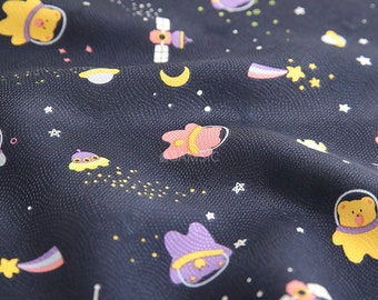 Space Trip | Viscose Rayon Fabric by the yard made in Korea Silk Pajama Dress Blouse Summer Apparel Bedding Blanket Fabric 110cm 43&quot; wide