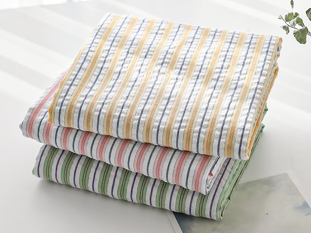 Pastel Stripe Cotton Seersucker by the Yard 3 Colors Made in Korea ...