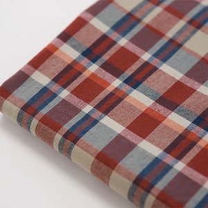 September Check | Washed Cotton by the yard made in Korea Yarn Dyed Vintage Retro Check Cotton Tablecloths Shirts Cushion 147cm 58&quot;wide