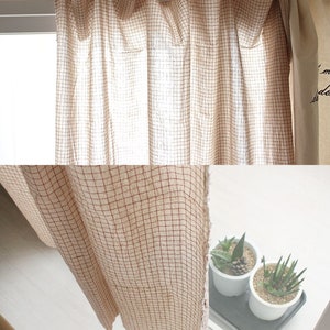 French Red Washed Cotton Linen by the yard 2 patterns made in Korea Window Pane Stripe Curtain Tablecloths Home Textiles 145cm 57 wide image 2