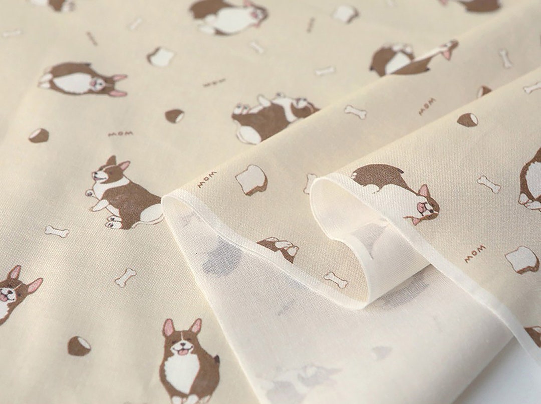 Welsh Corgi II | Cotton by the Yard Made in Korea Plain Weave Cotton ...