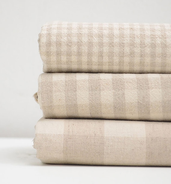 3 styles Gingham | 17s Washed Cotton Linen by the yard made in Korea Yarn Dyed Wide Premium Cotton Apron Cushion Tablecloths 150cm 59" wide