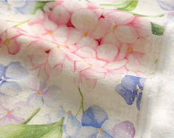 Hydrangea - Cotton Linen Digital Printed Fabric by the yard made in Korea 140cm wide