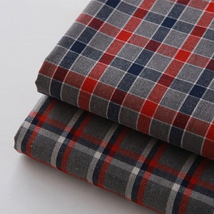 Grey Check - Cotton by the yard 2 colors made in Korea Yarn Dyed Cotton 110cm wide