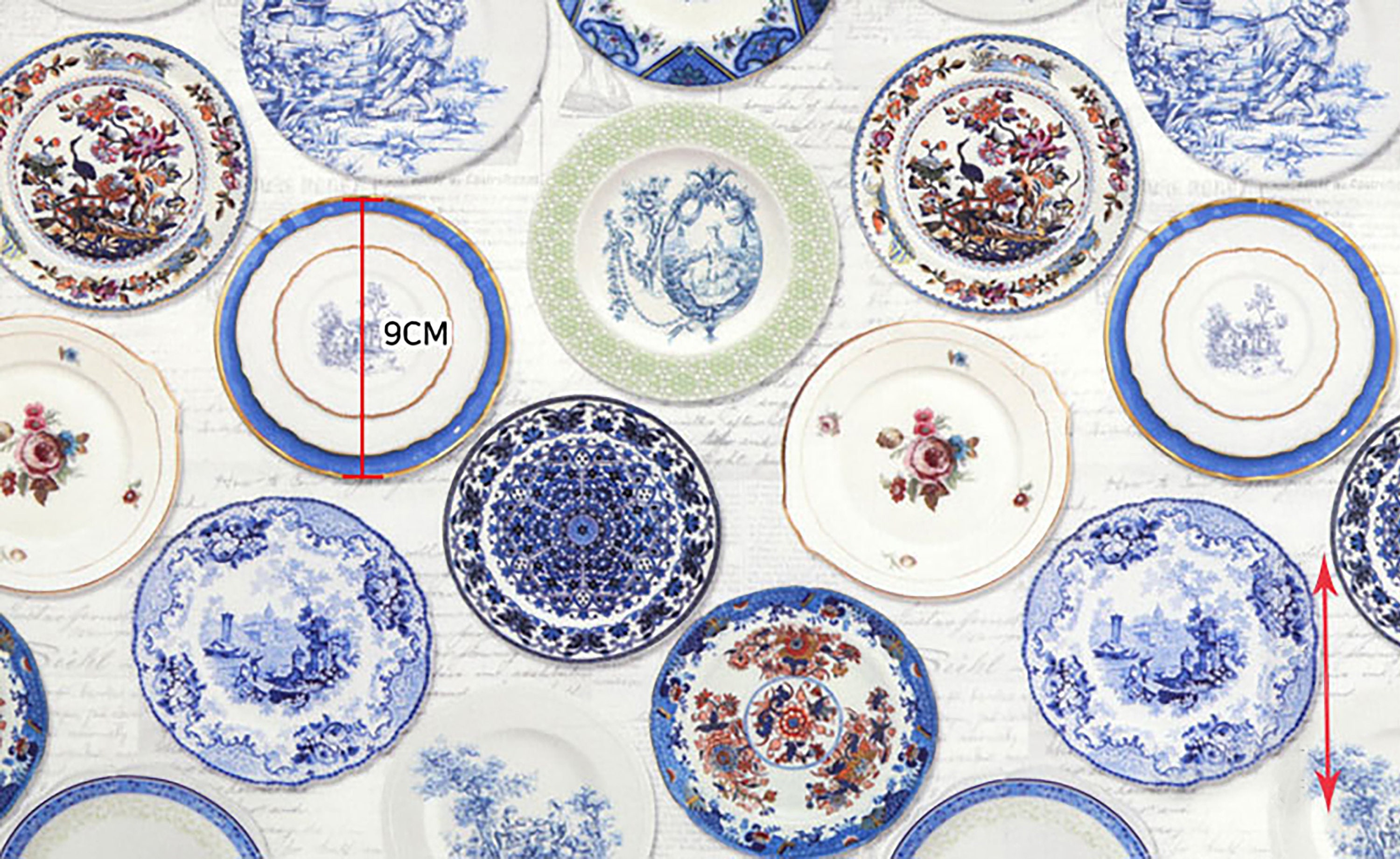 Dinner Plates 20s Soft Cotton Fabric by the yard Digital Etsy