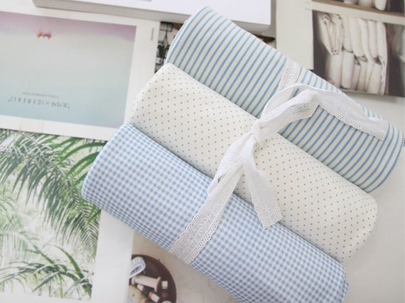 Blue Mono | Organic Cotton Knit by the yard 3 colors Double Faced Stretchy Cotton Jersey made in Korea Baby Nursery Fabric 150cm 59" wide