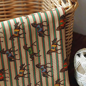 Chevalier Brown | Horse Print Cotton by the yard made in Korea Equestrian Interior Plain Weave Cotton Pajama Bedding Fabric 110cm 44&quot; wide