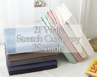28 colors 21Wale Stretch Corduroy Fabric by the yard Soft Cotton Spandex Winter Corduroy Upholstery Couch Cover made in Korea 147cm 58"wide