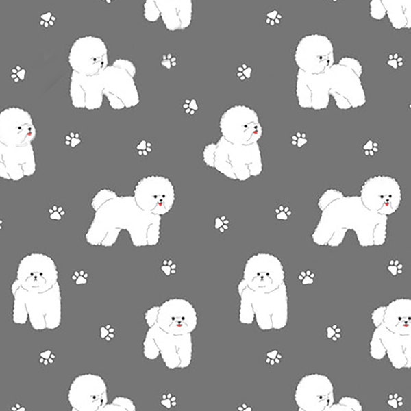 My Bichon  | Cotton by the yard made in Korea Plain Weave Cotton Pajama Bedding Apron Home Textile Kids Apparel Face Mask 110cm 44" wide