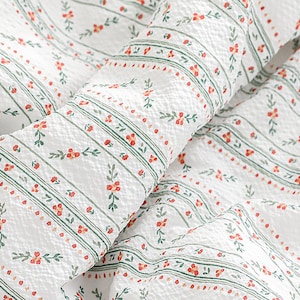 Green Forest | Floral Seersucker by the yard Cotton Poly made in Korea Cool Summer Pajama Bedding Blanket Apparel Fabric 160cm 52&quot;wide