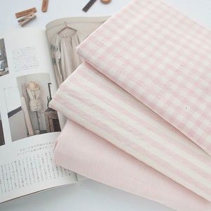 Love Song | Pink Yarn Dyed Cotton by the yard 50% Melange Cotton Fabric Premium Bedding Pajama Cushion Curtain made in Korea 160cm 63"wide