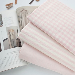 Love Song | Pink Yarn Dyed Cotton by the yard 50% Melange Cotton Fabric Premium Bedding Pajama Cushion Curtain made in Korea 160cm 63&quot;wide