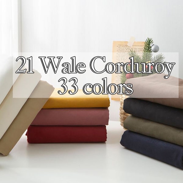 33 couleurs, 21 tissu velours côtelé de Pays de Galles par mètre, coton doux, velours côtelé d'hiver, housse de canapé en tissu d'ameublement vintage fabriquée en Corée, 147 cm de large